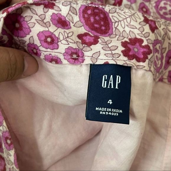 GAP Women Girl Skirt Size 4 Pink Floral Linen Three-Tiered Lined - Picture 5 of 7